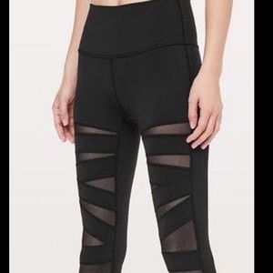 lululemon High Times Mesh Cutout Gray Leggings